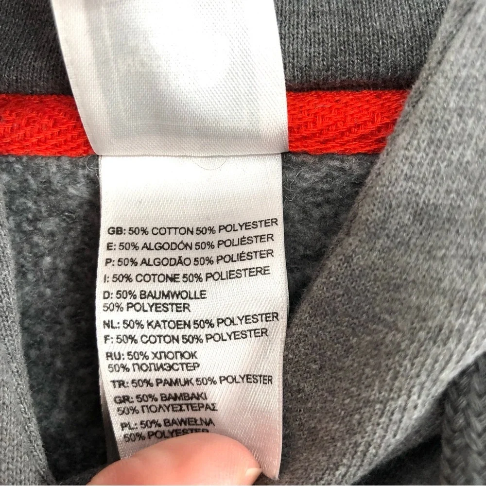 THE NORTH FACE Hoodie Men Grey Logo Orange Outdoor Hiking Active M Medium TNF